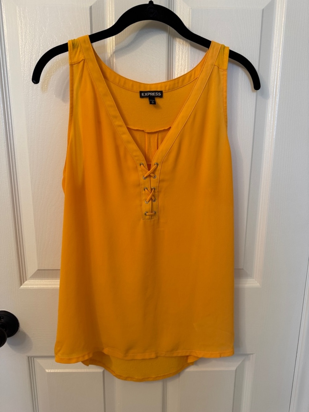 Express Yellow Lace-Up V-Neck Sleeveless Camisole